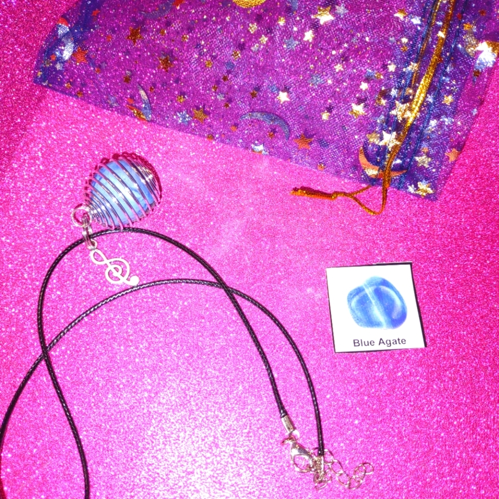 Blue agate necklace